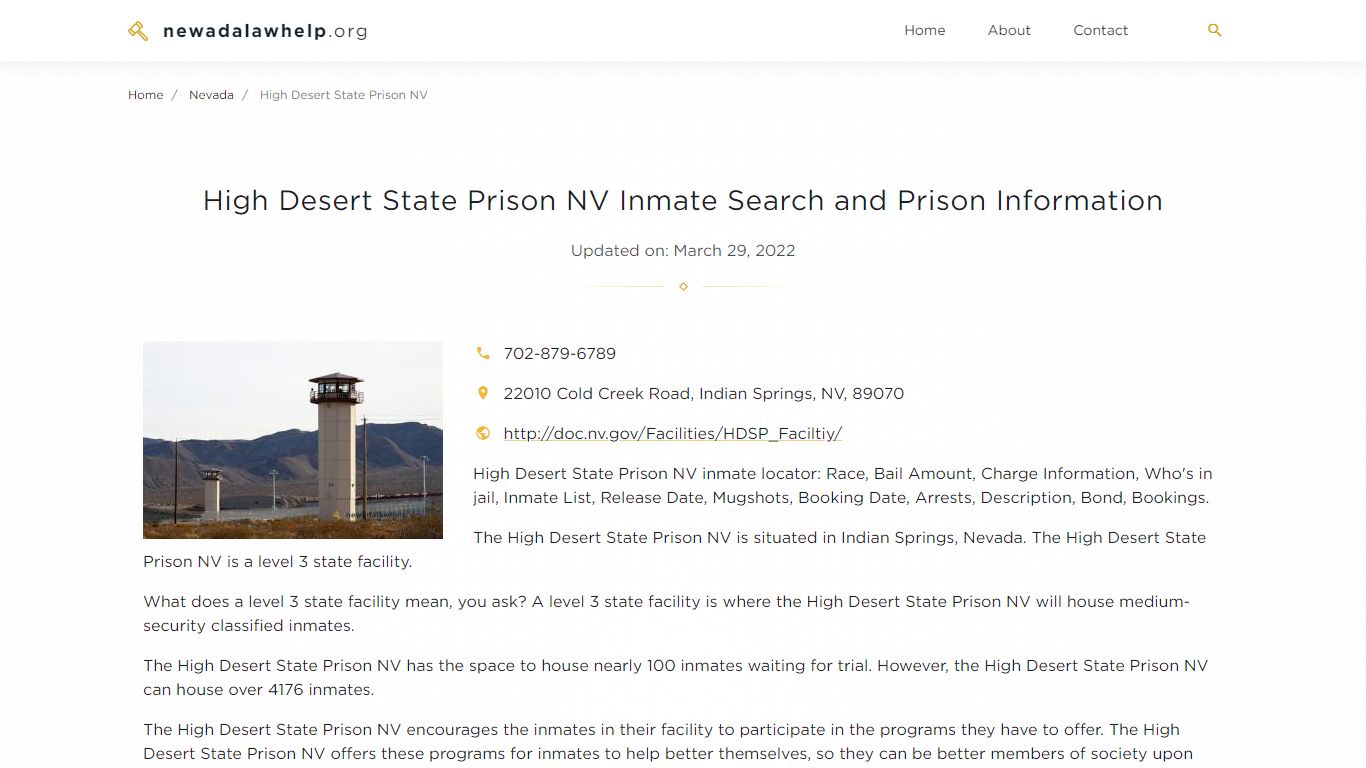 High Desert State Prison NV Inmate Search, Visitation ...